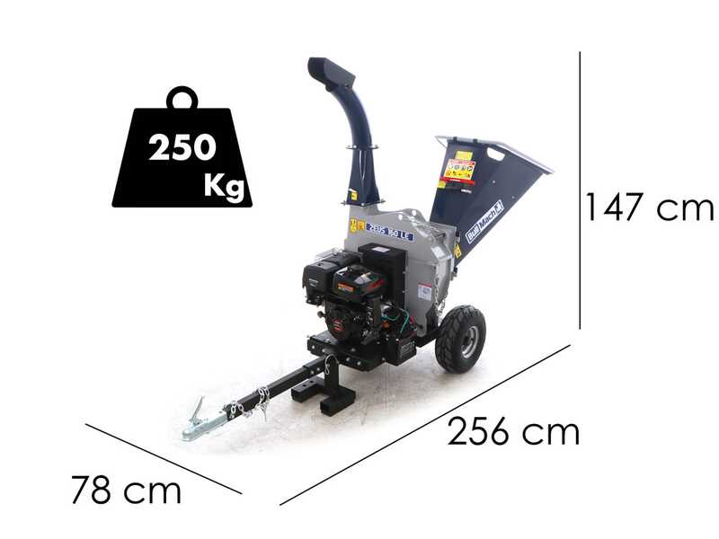 BullMach ZEUS 160 LE - Biotrituratore a scoppio trainabile - Loncin 420cc con avviamento elettrico