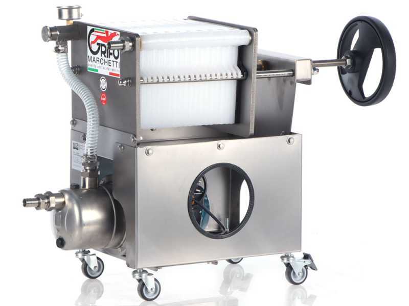 Grifo Professional Inox 20 - Filtro a cartoni per vino carrellato - Pompa in INOX