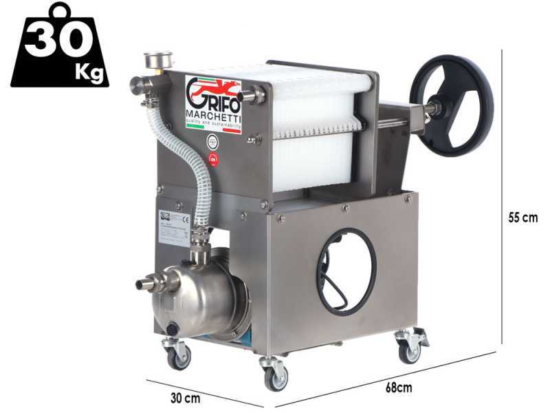 Grifo Professional Inox 20 - Filtro a cartoni per vino carrellato - Pompa in INOX