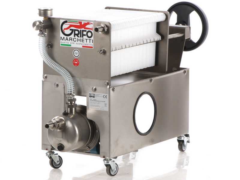 Grifo Professional Inox 30 - Filtro a cartoni per vino carrellato - Pompa in INOX