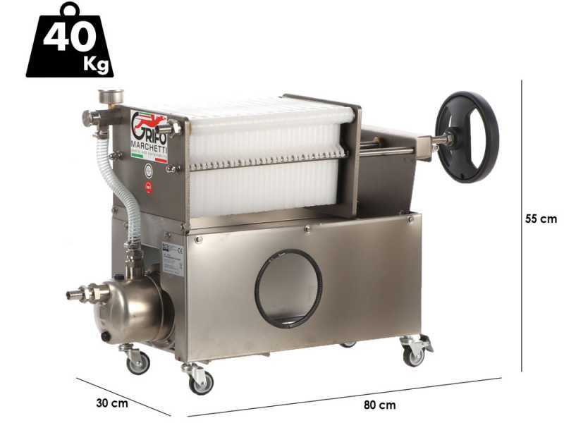Grifo Professional Inox 30 - Filtro a cartoni per vino carrellato - Pompa in INOX