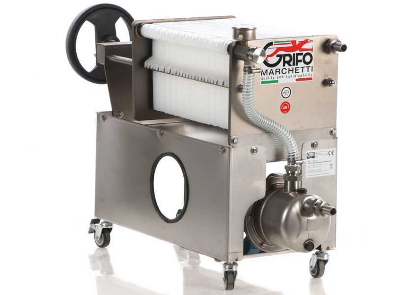 Grifo Professional Inox 30 - Filtro a cartoni per vino carrellato - Pompa in INOX