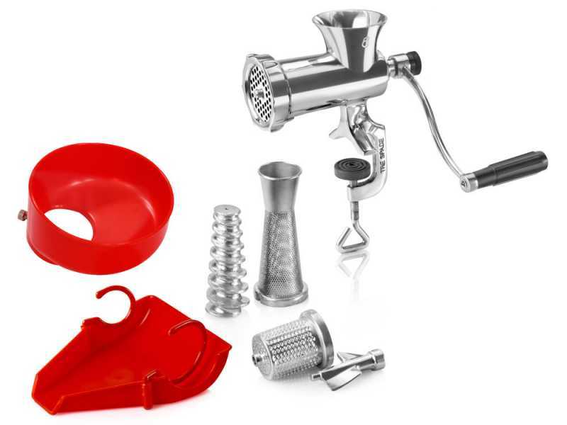 Tre Spade TC-8/3 USI INOX - Tritacarne manuale - N.8 + Kit accessori