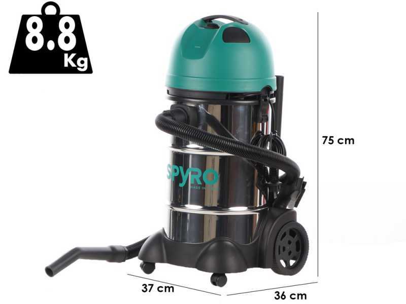 Spyro Wet &amp; Dry 30 INOX- Aspiratore solidi liquidi - Capacit&agrave; 30 lt - 1200W