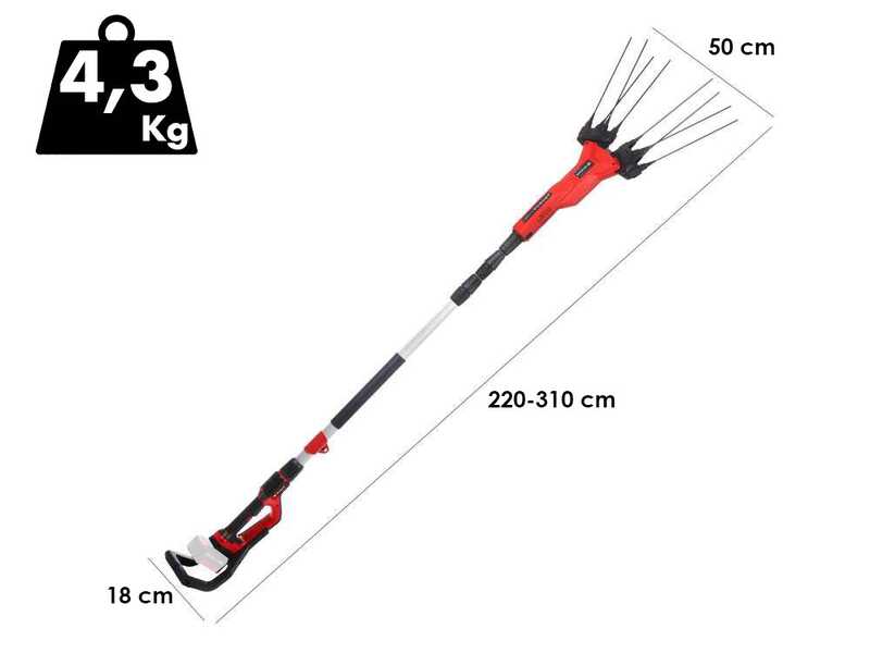 Einhell GE-FS 18/53 - Abbacchiatore a batteria - Asta telescopica - 220-310 cm - 18 V - SENZA BATTERIE E CARICABATTERIE