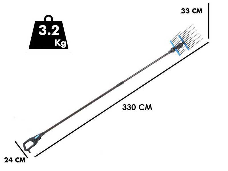 Campagnola Alice STAR 58 PLUS - Asta in carbonio - 245 - 330 cm - Abbacchiatore elettrico - Batteria a zaino inclusa