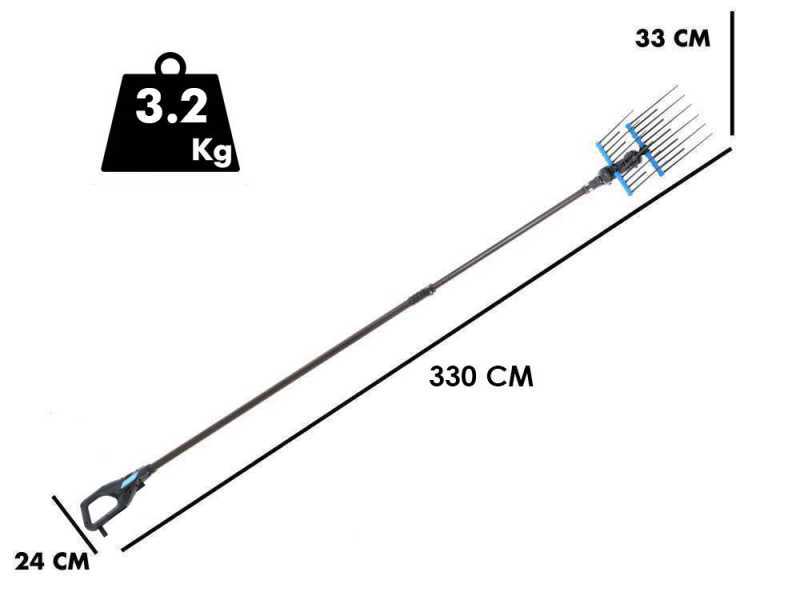 Campagnola Alice STAR 58 PLUS - Asta in carbonio da 185-270 cm - Abbacchiatore elettrico - Batteria a zaino inclusa