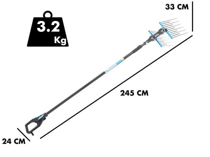 Campagnola Alice STAR 58 PLUS - Abbacchiatore elettrico 245/330 cm a batteria tipo auto con cavo in dotazione - Asta telescopica in carbonio