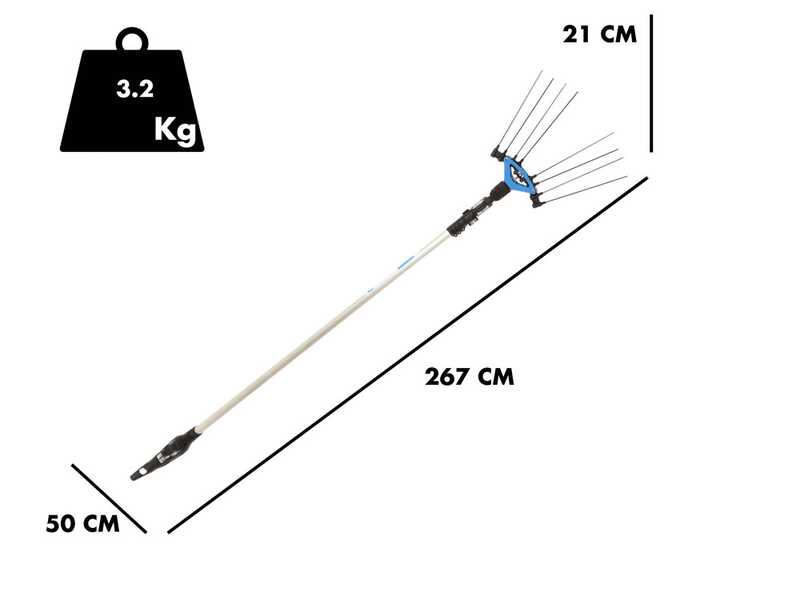 Campagnola Icarus V1 58 - Abbacchiatore elettrico a batteria tipo auto con cavo in dotazione - Asta telescopica in alluminio 185/270 cm