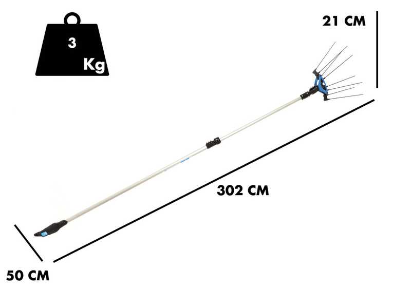 Campagnola Icarus V1 58 - Abbacchiatore elettrico a batteria tipo auto con cavo in dotazione - Asta telescopica in alluminio 150/220 cm