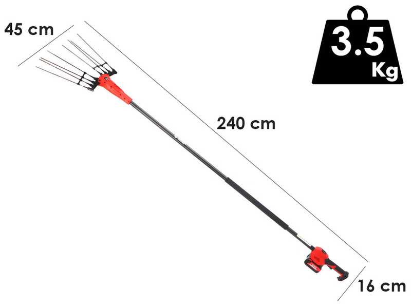Blue Bird Olimpo 23-56 - Abbacchiatore a batteria - 21 V - Asta fissa 240 cm - SENZA BATTERIE E CARICABATTERIE