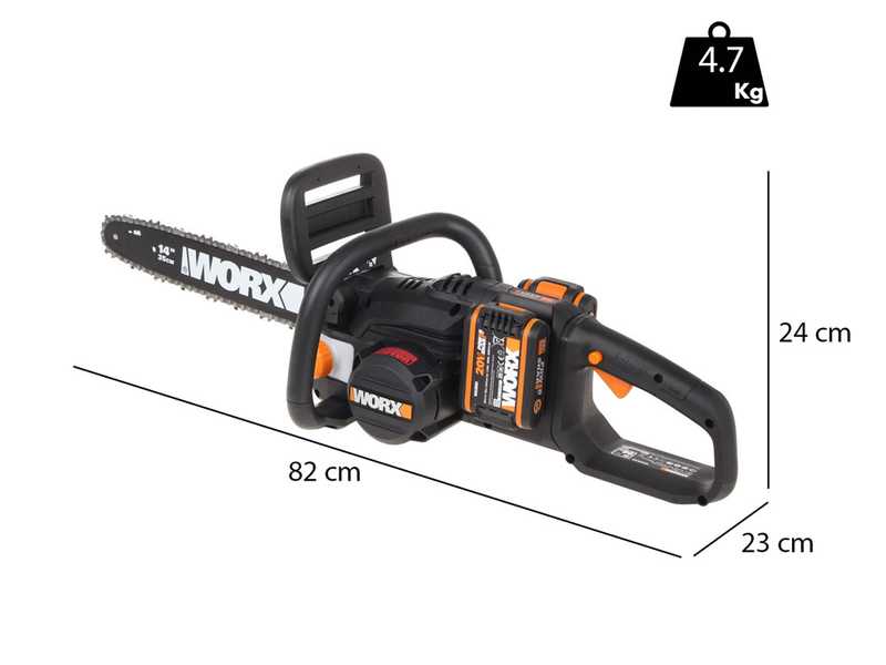 WORX WG384E - Elettrosega a batteria 2 x 20V 2Ah - Lama da 35cm