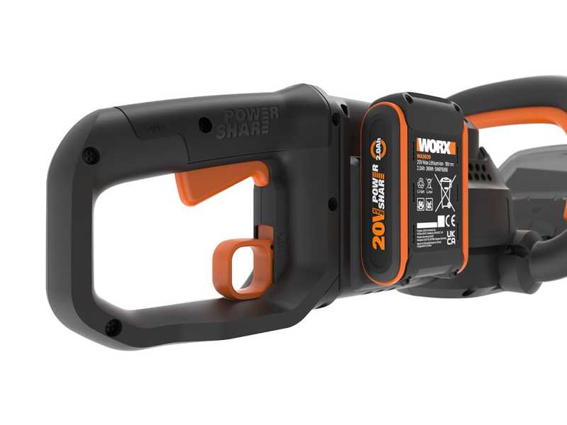 Worx NITRO WG286E.9 - Tagliasiepi con lama da 60 cm in acciaio - SENZA BATTERIA E CARICABATTERIA