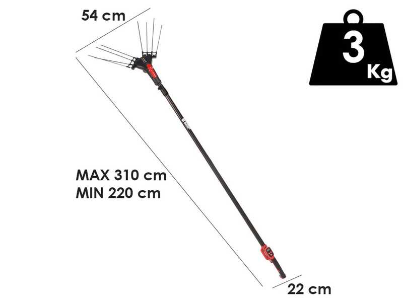 Blue Bird Egeo 23-50 AT - Abbacchiatore a batteria - 12 V - Asta telescopica 220 - 310 cm