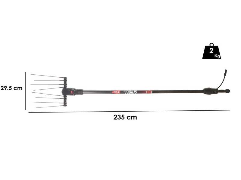 Brumi Ghibli 12V - Abbacchiatore elettrico a batteria a zaino 12V 44Ah - Asta fissa 235 cm