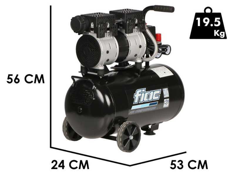 FIAC SUPERSILENT 24/1 - Compressore aria elettrico monofase silenziato, oil-less - Motore 1 HP - 24 lt