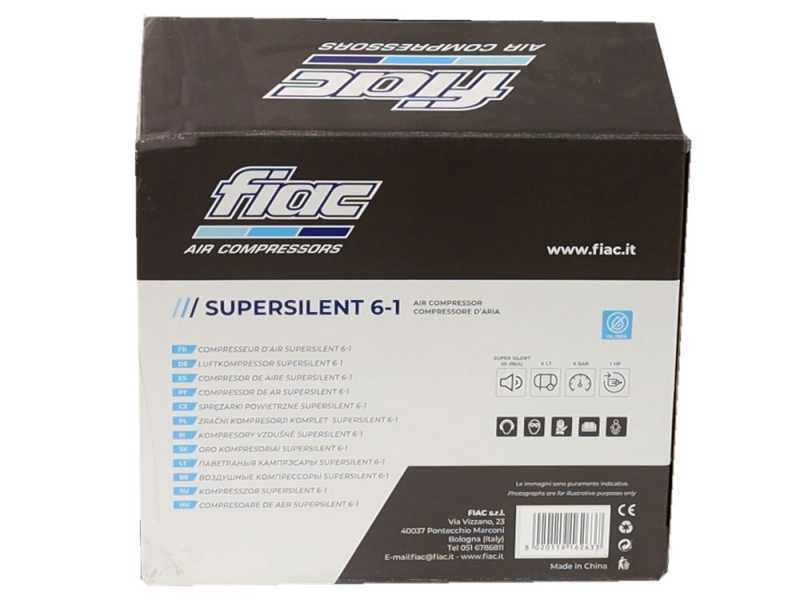 Fiac SUPERSILENT 6/1 - Compressore aria elettrico compatto portatile 1HP - 6 lt
