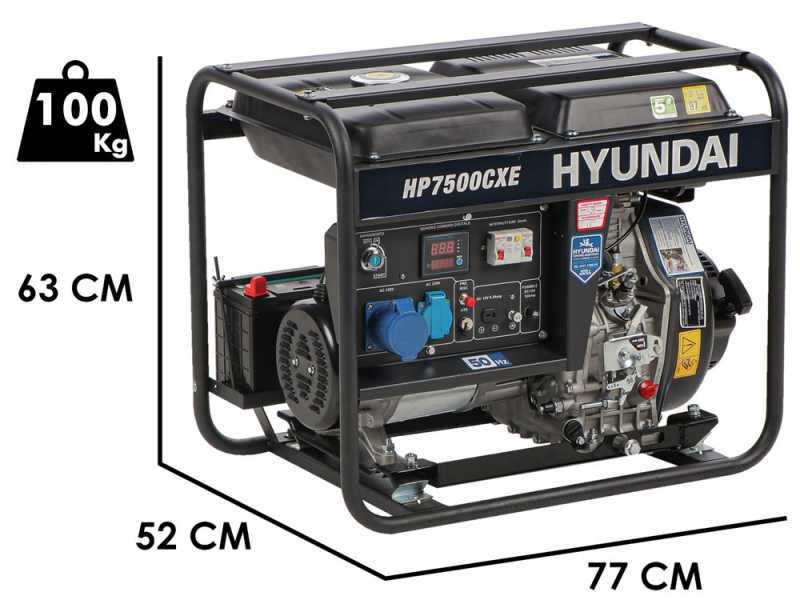 Hyundai HP7500CXE - Generatore di corrente diesel 5.2 KW - Continua 4.5 kw Monofase