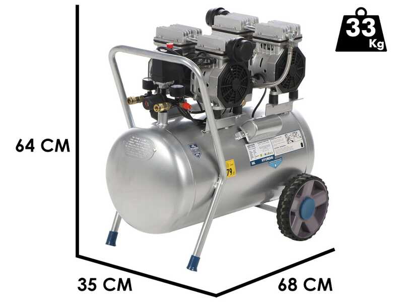 Hyundai KWU750-50 - Compressore aria elettrico silenziato 3HP - 50 lt