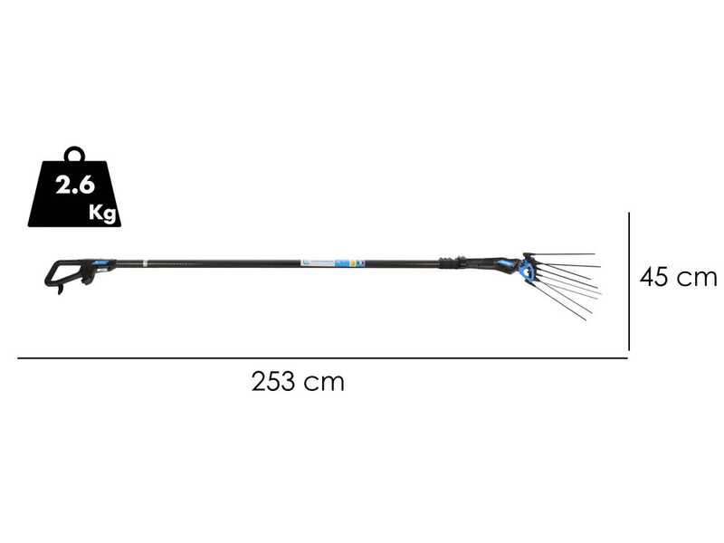 Campagnola Master - Asta in Carbonio e alluminio - 323 - 253 cm - Abbacchiatore elettrico a batteria