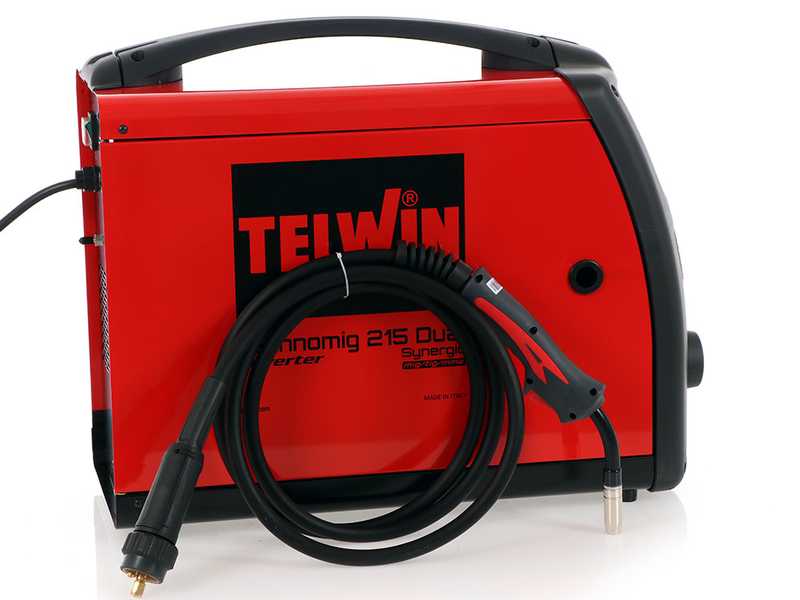 Telwin Technomig 215 Dual Synergic - Saldatrice Inverter Multiprocesso (MIG-MAG/FLUX/BRAZING/MMA/TIG LIFT), con display LCD - NO GAS