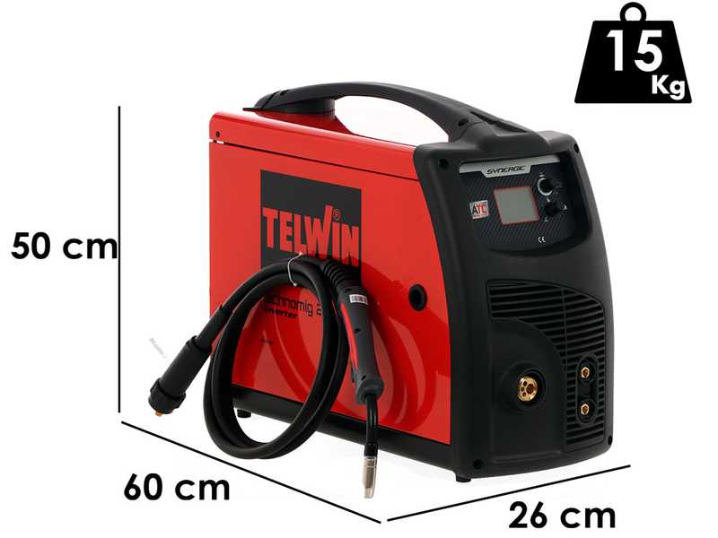 Telwin Technomig 215 Dual Synergic - Saldatrice Inverter Multiprocesso (MIG-MAG/FLUX/BRAZING/MMA/TIG LIFT), con display LCD - NO GAS