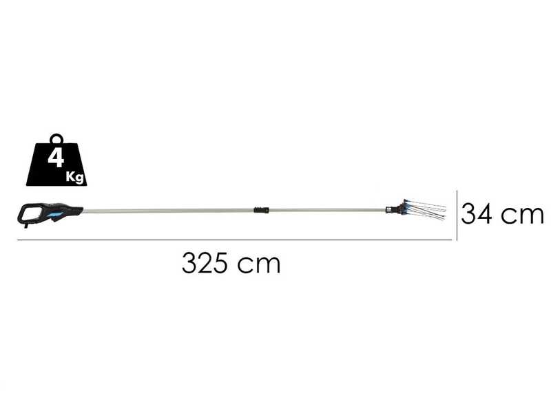 Campagnola Hercules 6 ECO Plug-in - Abbacchiatore elettrico 235/325 cm a batteria tipo auto con cavo in dotazione - Asta telescopica in alluminio
