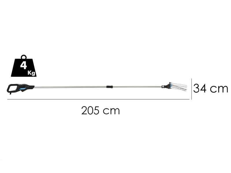 Campagnola Hercules 6 ECO Plug-in - Asta in alluminio - 205 - 275 cm - Abbacchiatore elettrico a batteria