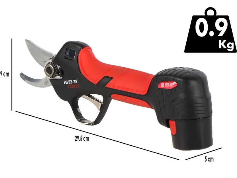 Blue Bird PS 23-25 Faster - Forbice elettrica da potatura - 2x 12.6V 2,5 Ah - Diametro di taglio 23mm