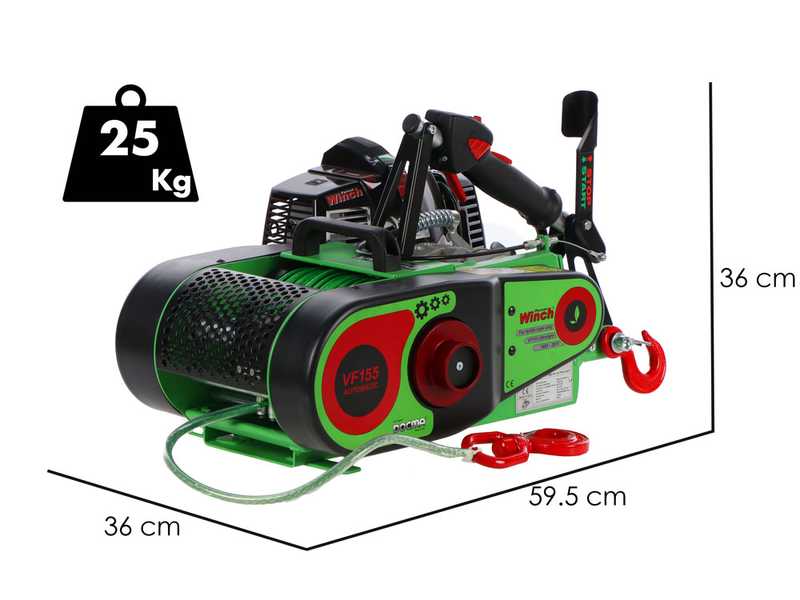 Docma VF155 Automatic Ultralight - Verricello forestale - motore Solo HP50E-A - Fune in dyneema &Oslash; 5mm da 80m