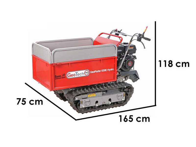 GeoTech-Pro GeoPorter 630E Hydro - Motocarriola cingolata cassone estensibile idraulico 600Kg