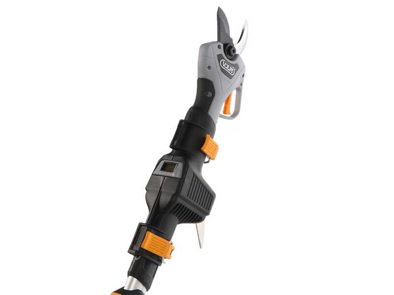 Volpi KV390 - Forbice elettrica da potatura - 2x 21.6V 2.5Ah + Asta di prolunga - Diametro di taglio 40mm