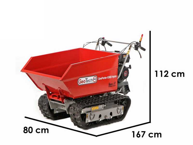 GeoTech-Pro GeoPorter 630D Hydro - Motocarriola cingolata cassone dumper idraulico 600Kg