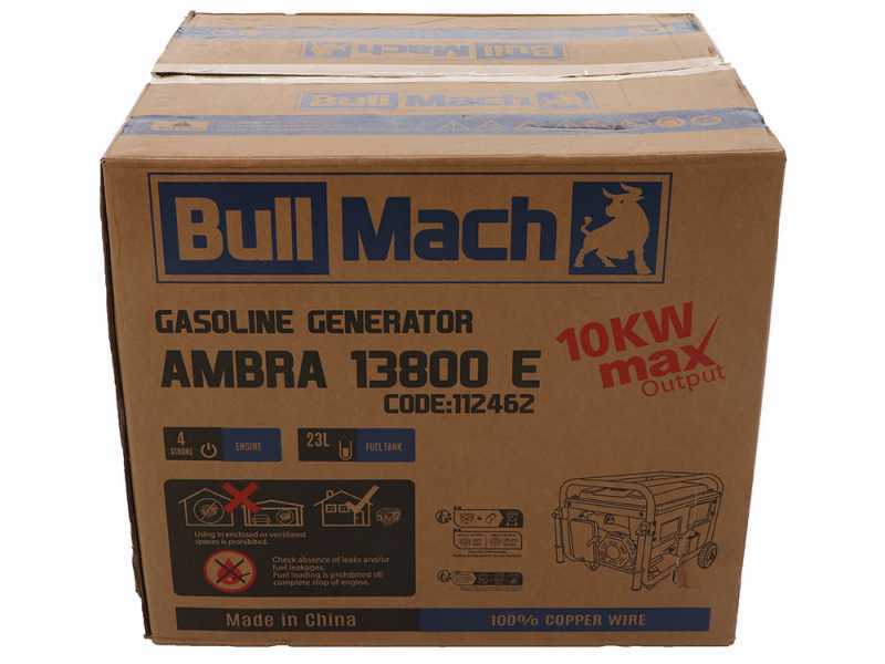 BullMach AMBRA 13800 E - Generatore di corrente carrellato a benzina con AVR 10 kW - Continua 9 kW Monofase