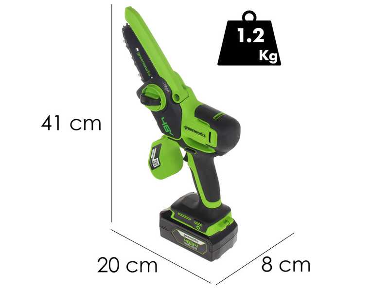 Greenworks GD48MCS10XK2 - Potatore a batteria brushless manuale - 48V 2Ah