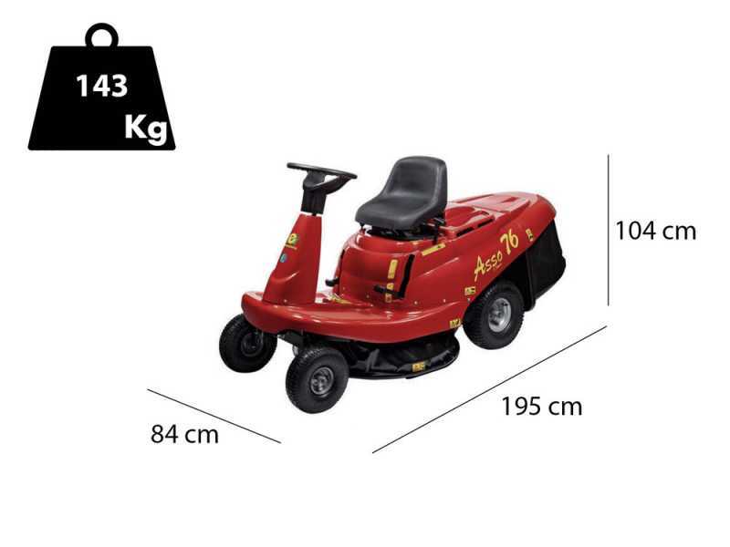 OUTLET - PICCOLI DIFETTI ESTETICI - Rider trattorino rasaerba Eurosystems ASSO 76 Mini rider -Cambio Meccanico a marce - Larghezza di taglio 76 cm