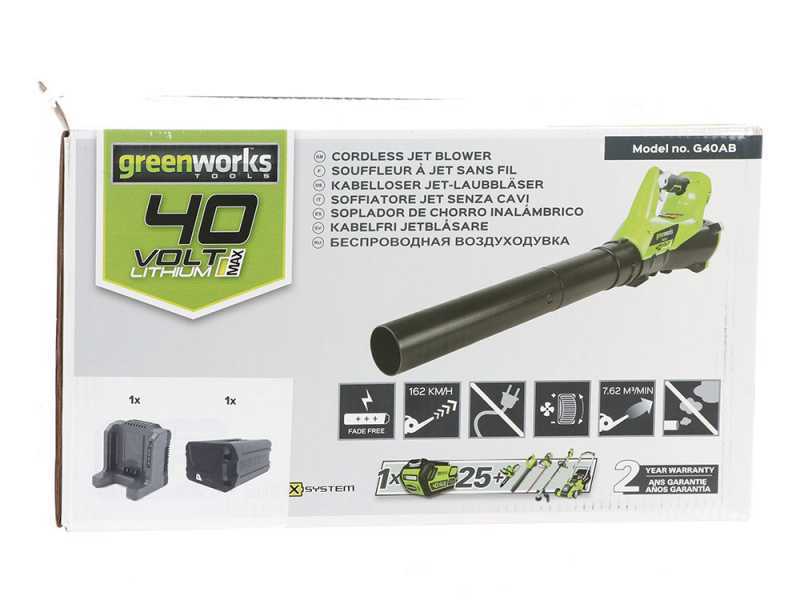 Greenworks GD40AB 40V - Soffiatore assiale a batteria - SENZA BATTERIA E CARICABATTERIE