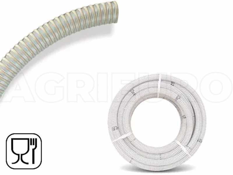Tubo di pescaggio spiralato trasparente in PVC per alimenti &Oslash; 20 mm - metri 5