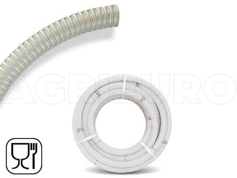 Tubo di pescaggio spiralato trasparente in PVC per alimenti &Oslash; 50 mm - metri 12