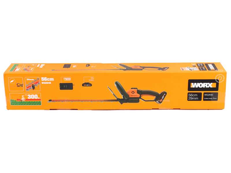 Worx WG264E - Tagliasiepi a batteria - 20V/2Ah - Lama da 56 cm