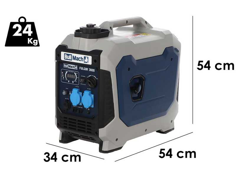 BullMach Fulgor 3000 - Generatore di corrente ad inverter 3,2 kW - Continua 3 kW monofase