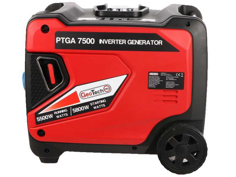 GeoTech-Pro PTGA 7500 - Generatore di corrente ad inverter silenziato carrellato 5,8 kW - Continua 5,5 kW Monofase