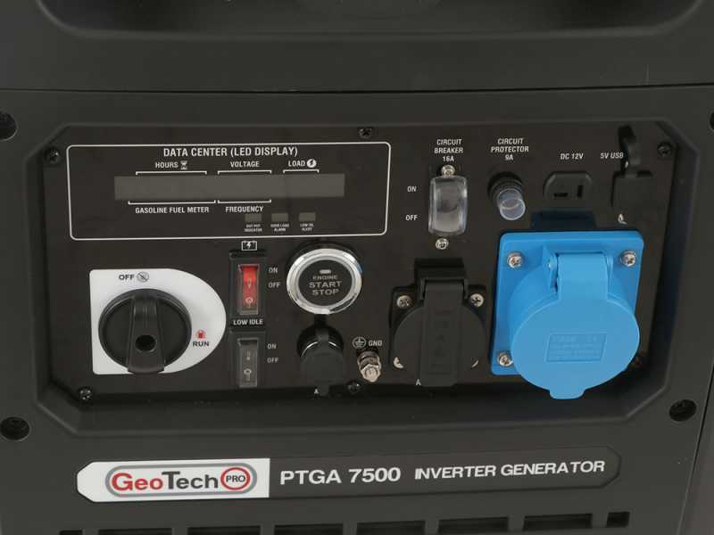 GeoTech-Pro PTGA 7500 - Generatore di corrente ad inverter silenziato carrellato 5,8 kW - Continua 5,5 kW Monofase