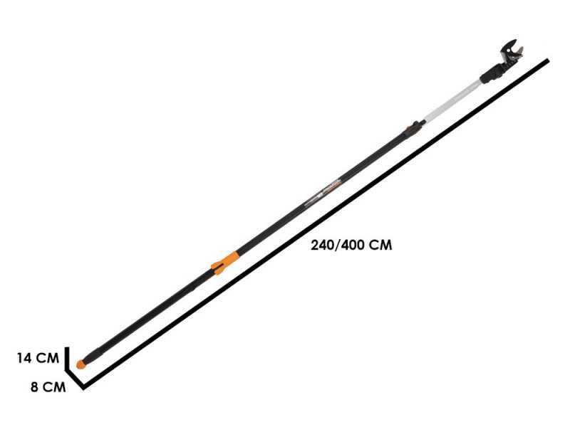 Fiskars UP86 - Forbicione da potatura telescopico professionale - Asta 240/400 cm + segaccio 45cm - &Oslash; 32mm