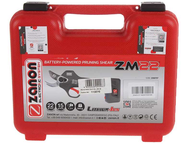 Zanon ZM 22 - Forbice elettrica da potatura - 7,2V 2,5Ah - Diametro di taglio 22mm