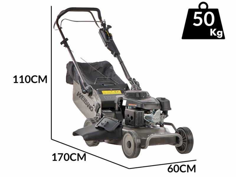 Weibang WB537SCV3 - Tagliaerba trazionato a scoppio - Motore da 196cc - 3 Marce - 4in1