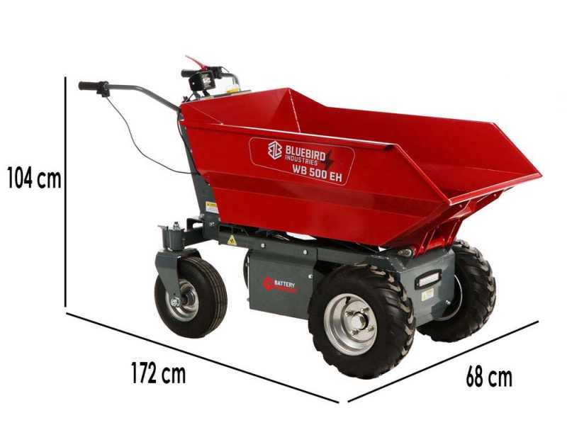 Blue Bird WB 500EH - Carriola a batteria 48V 32Ah - Cassone dumper con ribaltamento idraulico