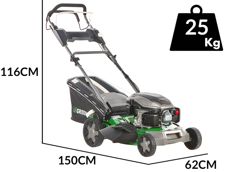 GreenBay GB-LM 46 S - Tagliaerba trazionato - 4 in 1 -  Motore a scoppio da 170cc