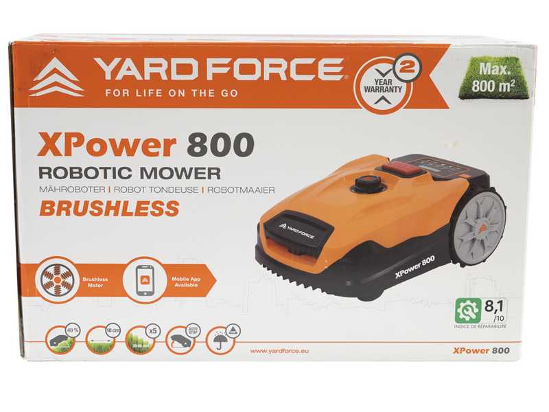 Yard Force XPower 800 - Robot rasaerba - Gestione tramite App - Bluetooth integrato