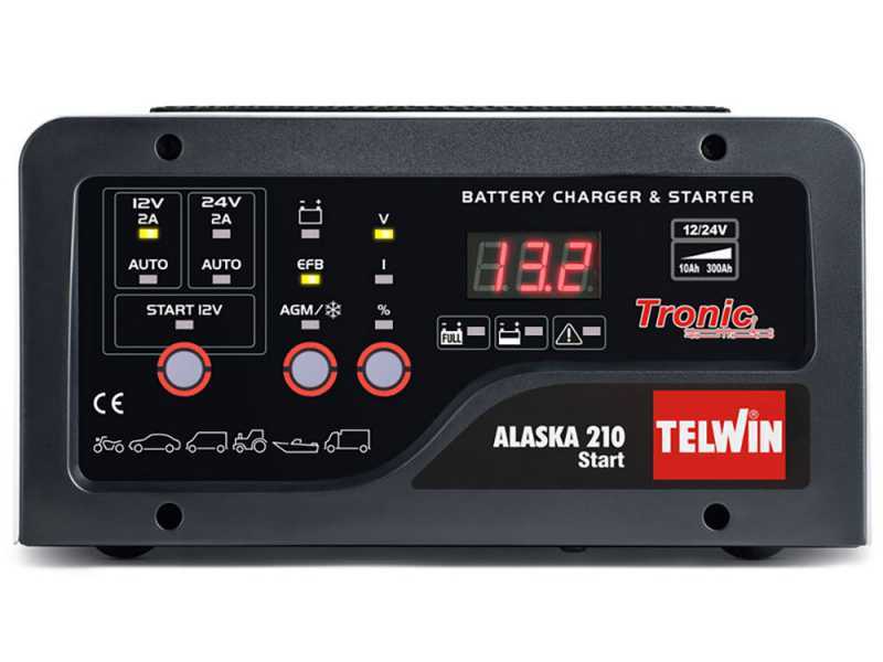 Telwin Alaska 210 Start - Caricabatterie, avviatore e mantenitore - Batterie al Piombo 12/24V